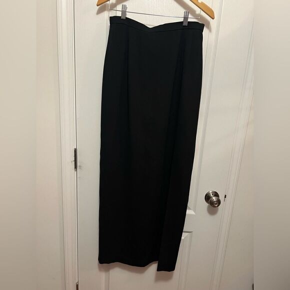 Adrianna Papell Vintage Evening Essentials Black Maxi Skirt size 12 side slit - Picture 1 of 11